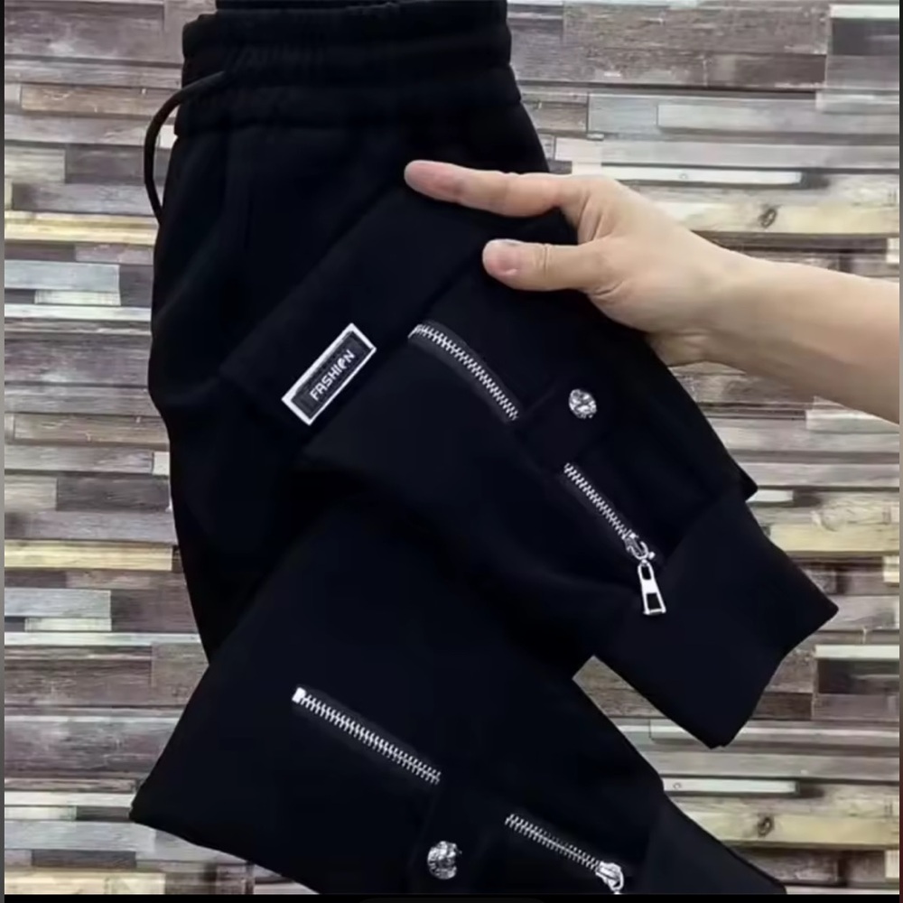 Black Zipper Streetwear Harem Sweatpants